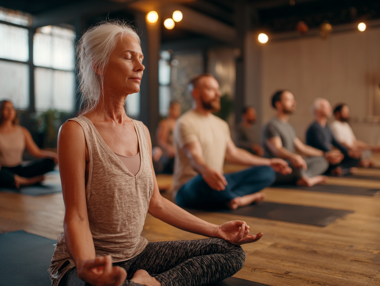 Інструктор йоги демонструє техніку дихання